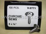 CTS2771R CHROME TAPPING SCREWS #2771, Chrome, Phillips Oval Head SEMS, 8" x 5/8", 100 pcs. (PER BOX)