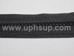 ZIP05PBL Zippers - Marine #5, Black Molded Plastic (PER YARD)