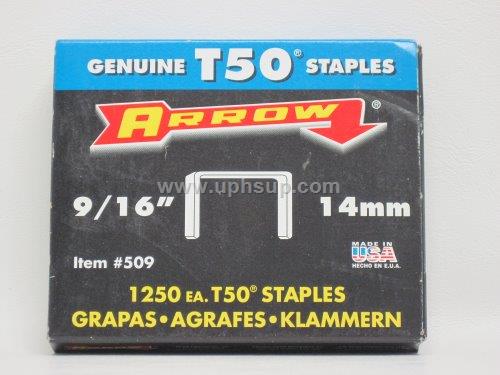 STT509 Staples - #509 Arrow Galvanized, 9/16" for T-50 gun, 1,250 pcs. (PER BOX)