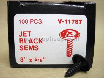 CTS11787R CHROME TAPPING SCREWS #11787, Jet Black, Phillips Oval Head SEMS, 8" x 5/8", 100 pcs. (PER BOX)
