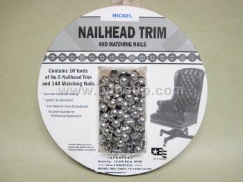 DNSNY010 Continuous Decorative Nail Trim - Nickel, w/144 nails, 10 yds. (PER ROLL)