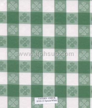 FBTB500-10 Fleece-Backed Vinyl Tablecloth, Spruce/White Tavern Check, 54" (PER YARD)