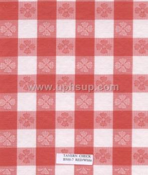 FBTB500-7 Fleece-Backed Vinyl Tablecloth, Red/White Tavern Check, 54" (PER YARD)