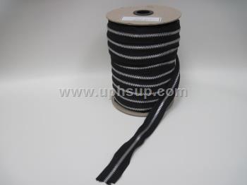 ZIP05ABLR Zippers - #5 Aluminum, Color-Black, 1 inch wide, YKK 150 yds. (PER ROLL)
