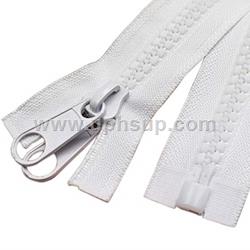ZIP05WDS24 Zippers - Marine #5, White Molded Plastic, 24" with double slide (EACH)